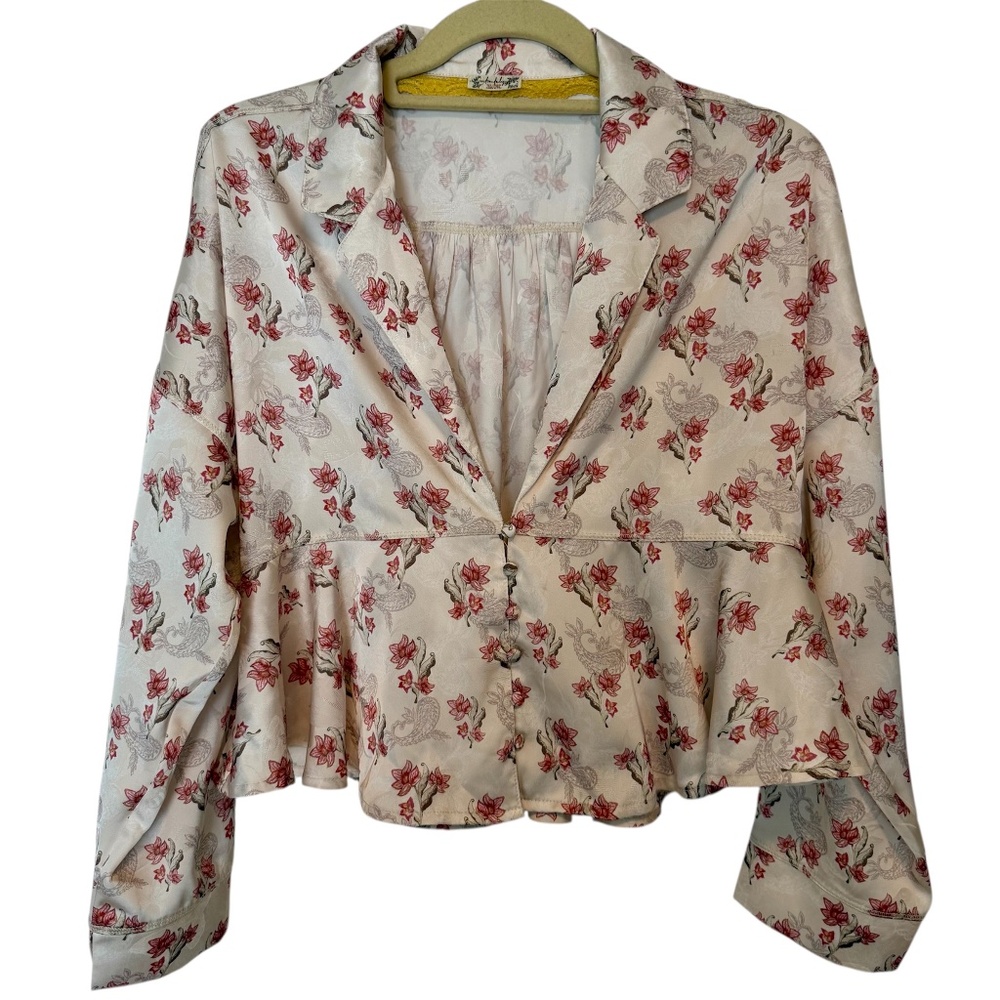 Free People Intimately Floral Cropped‎ Pajama Top Size Small